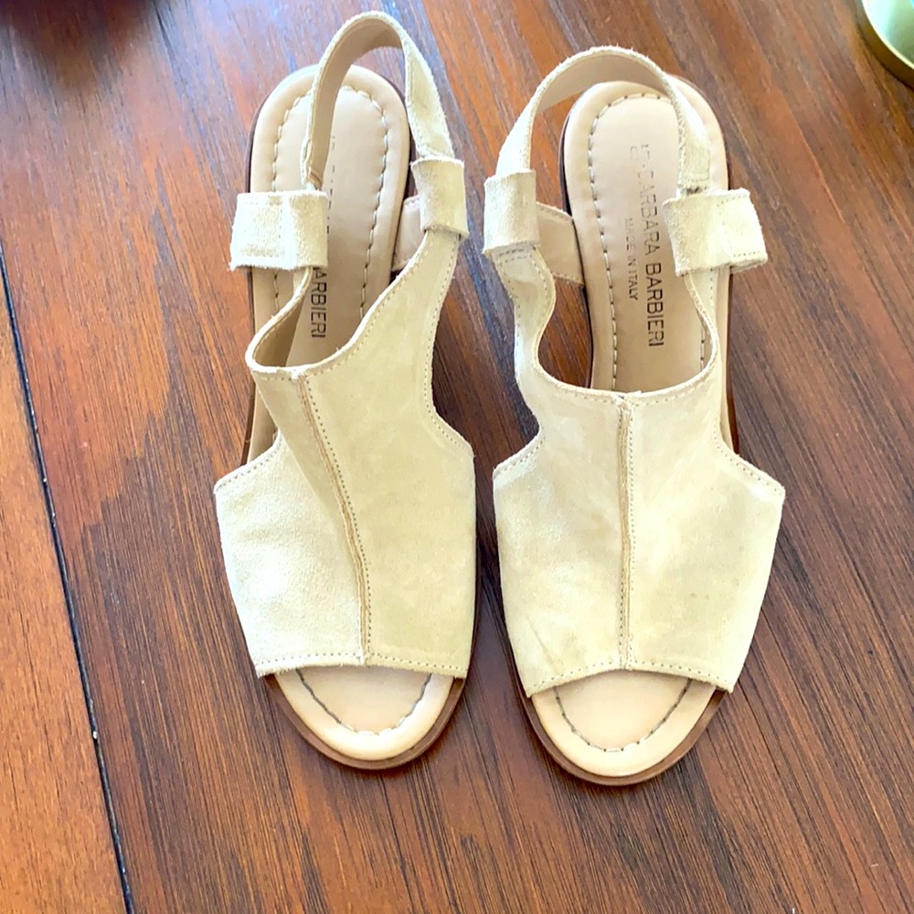 Tan suede wedges